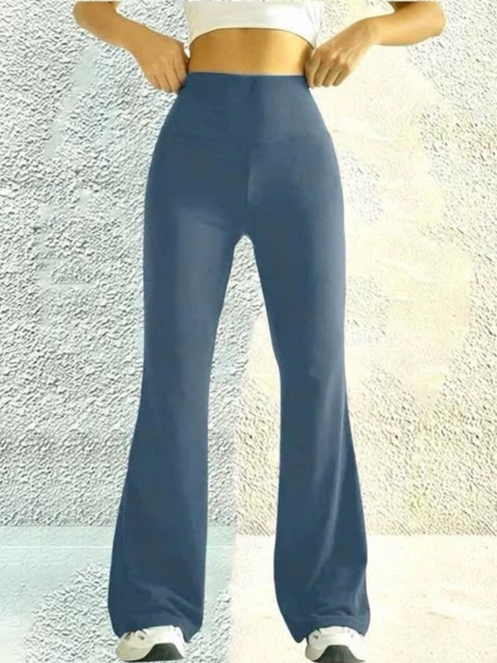 High-Waist Yoga Workout Flared Pants size s iron blue